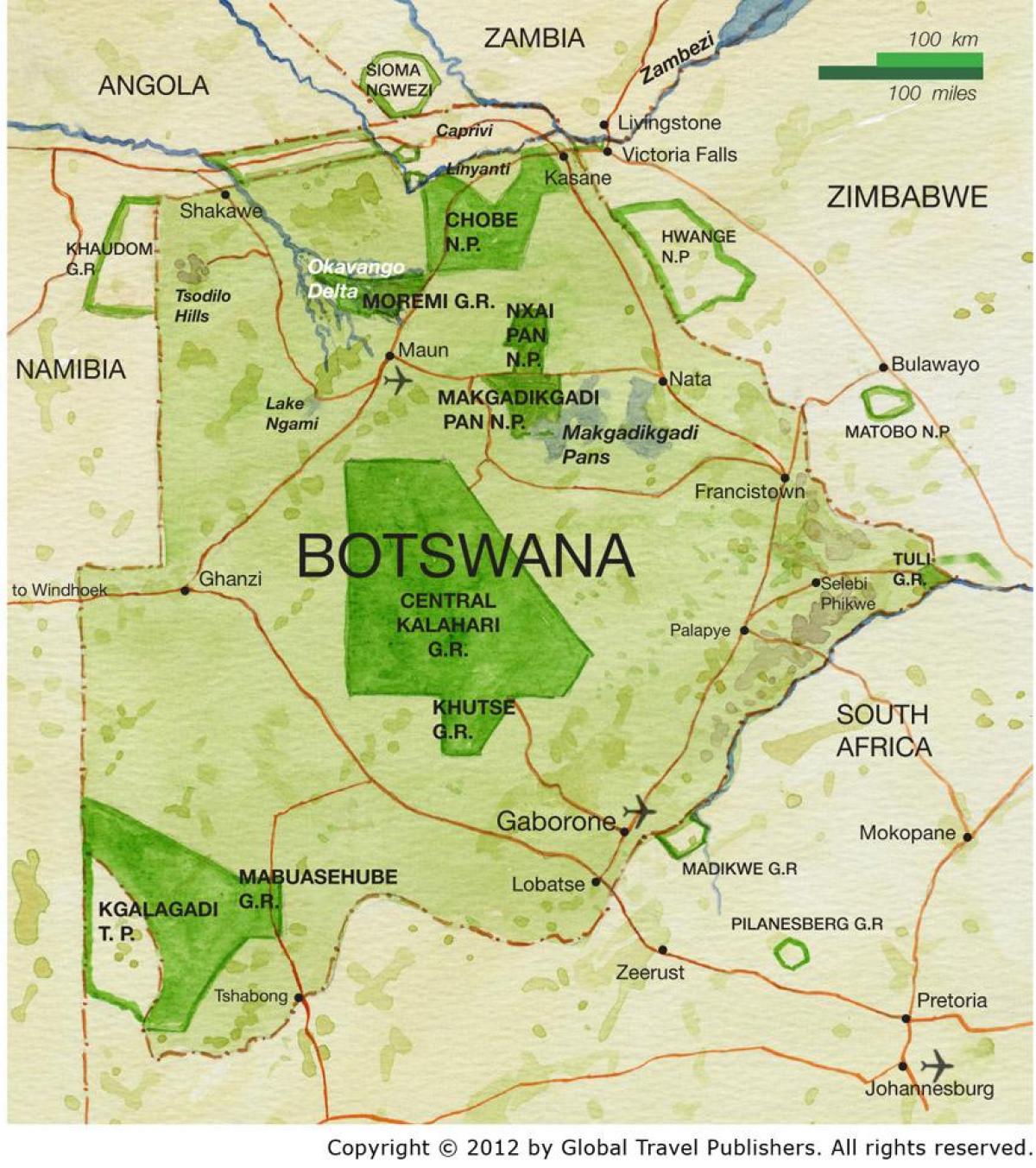 خريطة بوتسوانا لعبة احتياطيات